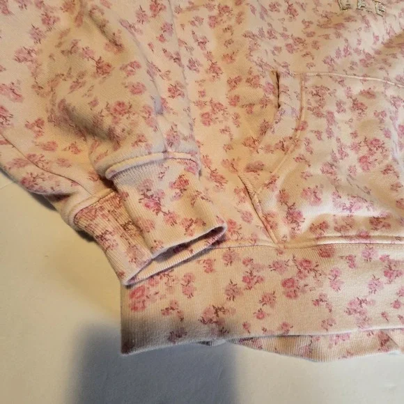 Gap x LoveShackFancy Floral Hoodie Girls MED Pink Cotton Boho Cottagecore - Picture 4 of 9